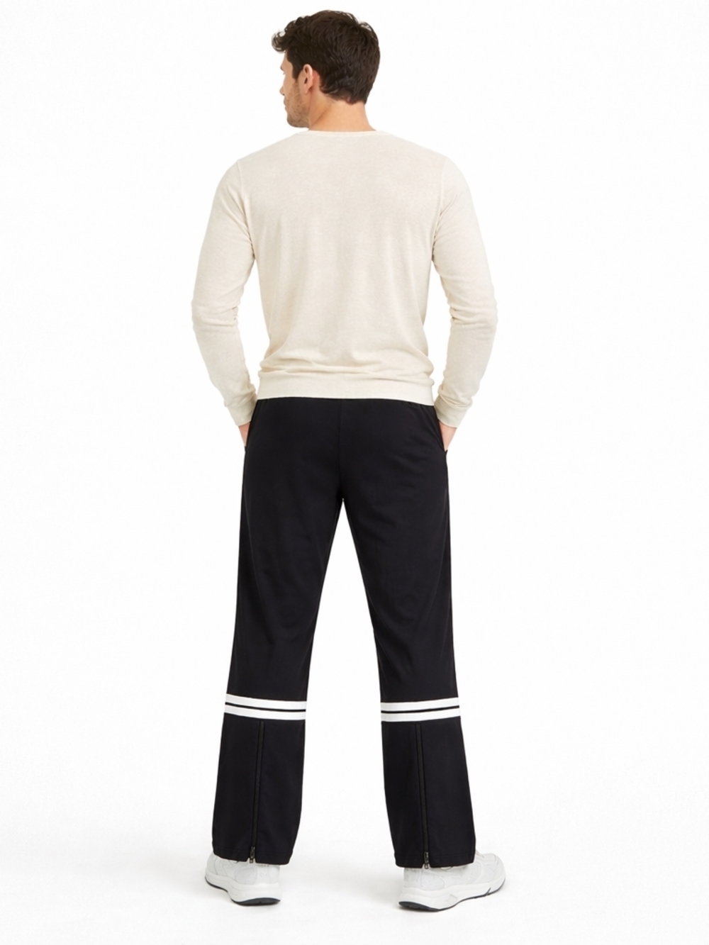 Sergio Tacchini Black Dress-Style Track Pants with White Logo - Picture 2 of 7
